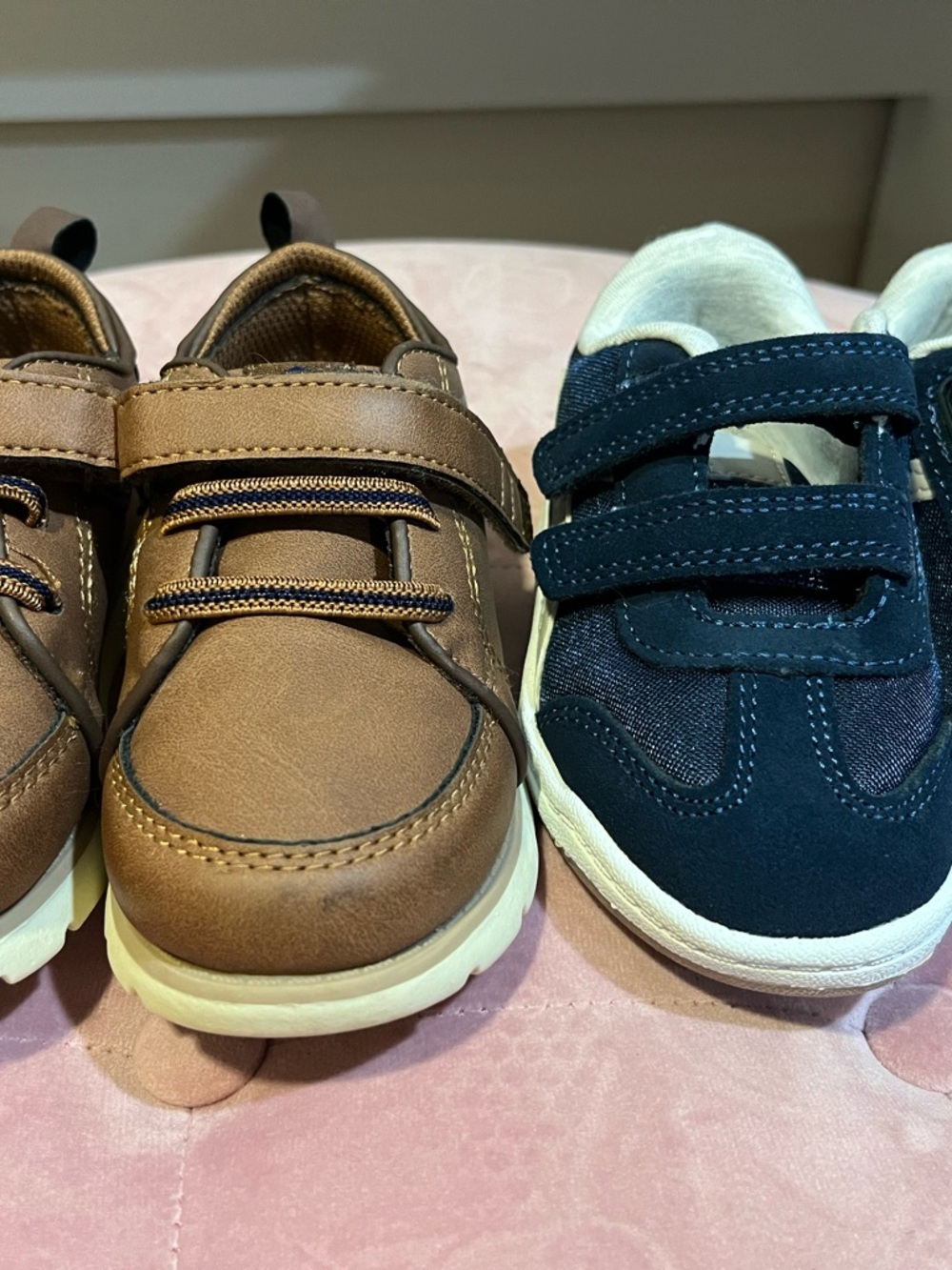 Toddler Brown Stride Rite Ethan Dress shoes and Navy Casual Velcro Sneakers sz8